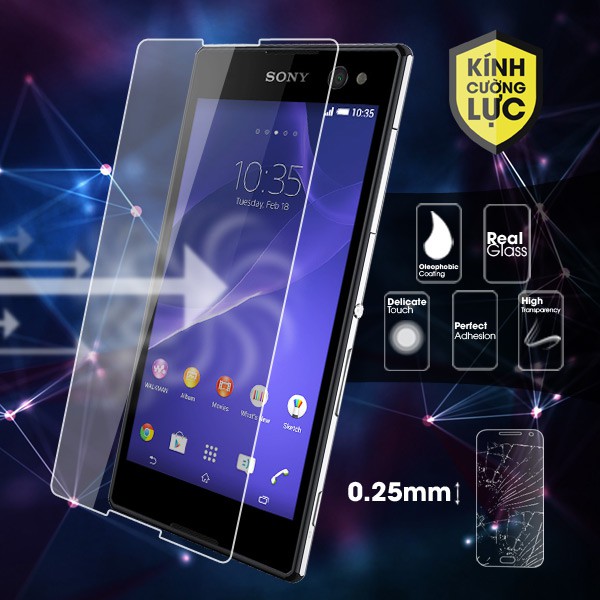 Kính cường lực Sony Xperia C3 (trong suốt)