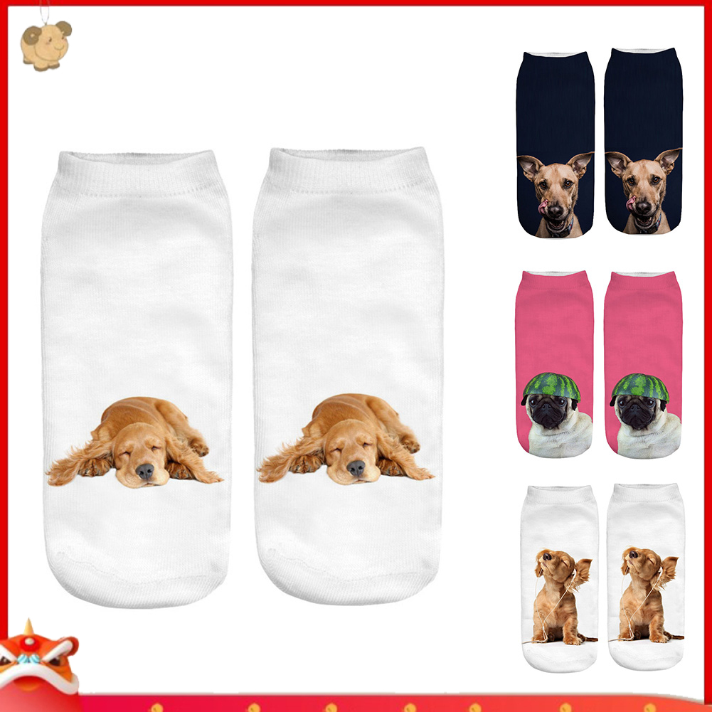 Vớ Cổ Ngắn In Hình Chó 3d Cho Nam Và Nữ