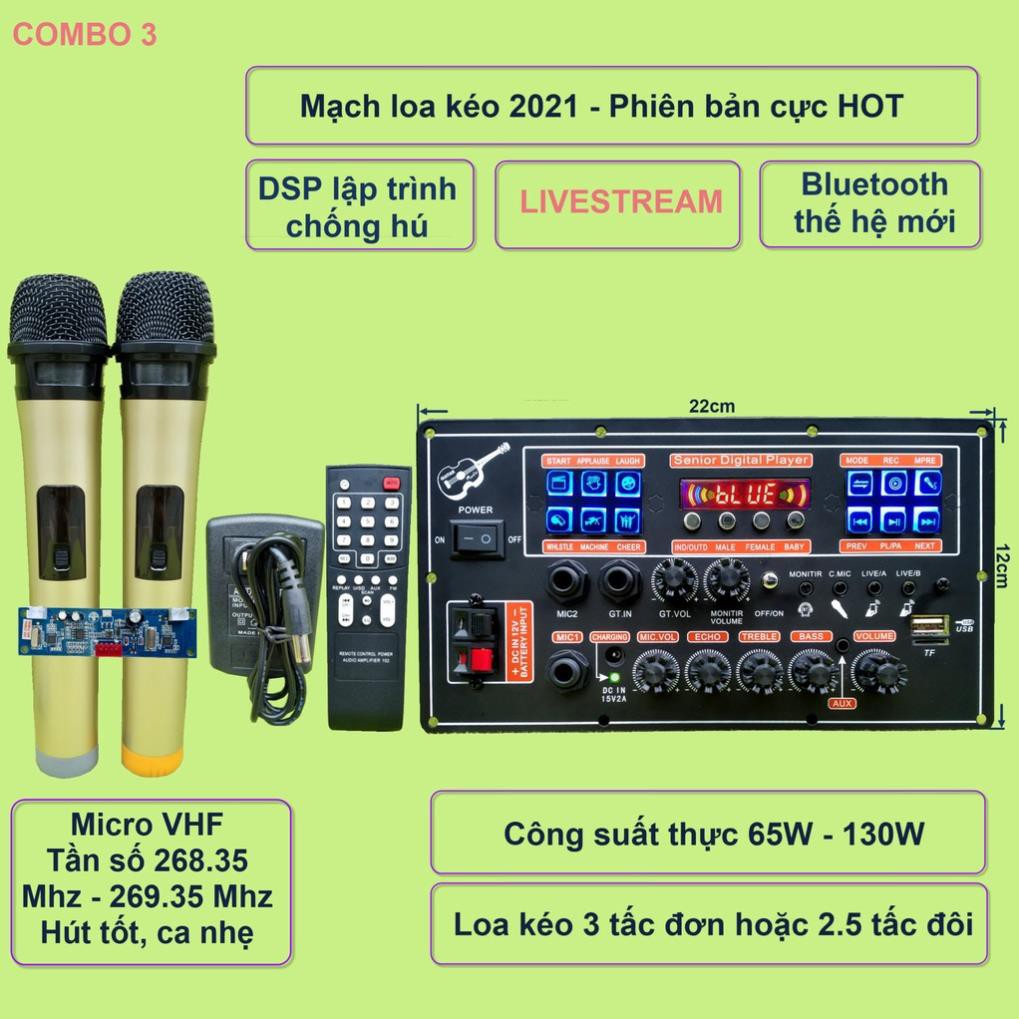 Mạch loa kéo LIVESTREAM DSP lập trình chống hú IC MD9840 công suất 130W kèm mic kèm micro