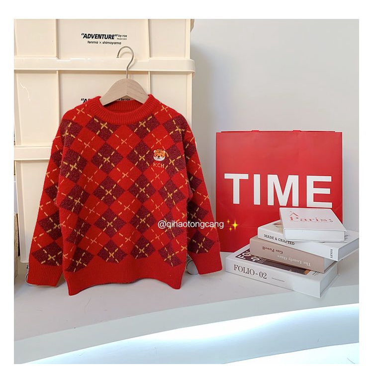 Áo Sweater Lông Cừu Dày Dặn Cổ Tròn Dáng Rộng Thời Trang Hàn Quốc 2022 Cho Bé Gái