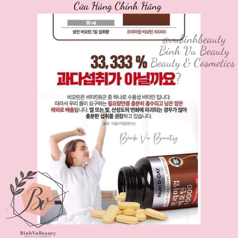 Viên Uống Hỗ Trợ Mọc Tóc Biotin 10000mcg nutriday 90Viên