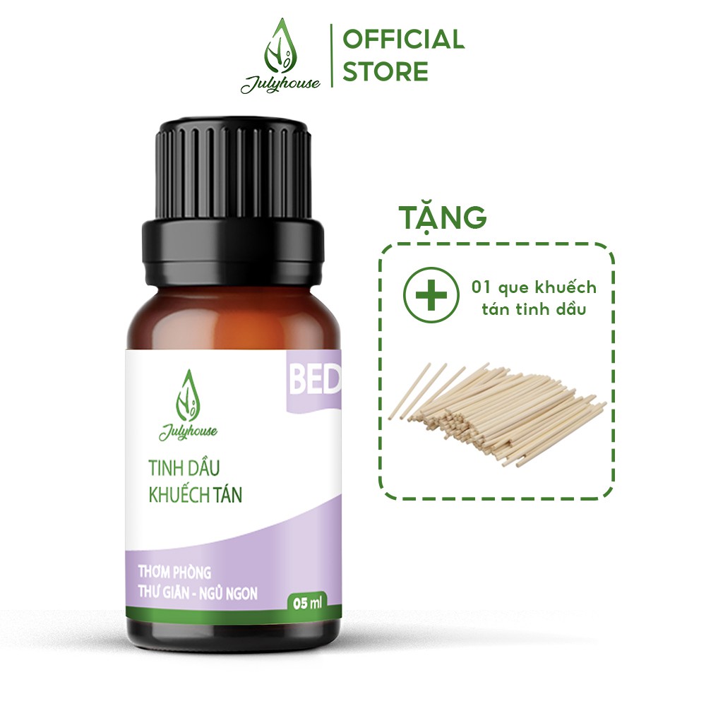 Bộ Khuếch tán hương thơm dành cho phòng Ngủ thư giãn khử mùi giúp ngủ ngon từ tinh dầu thiên nhiên 5ml JULYHOUSE