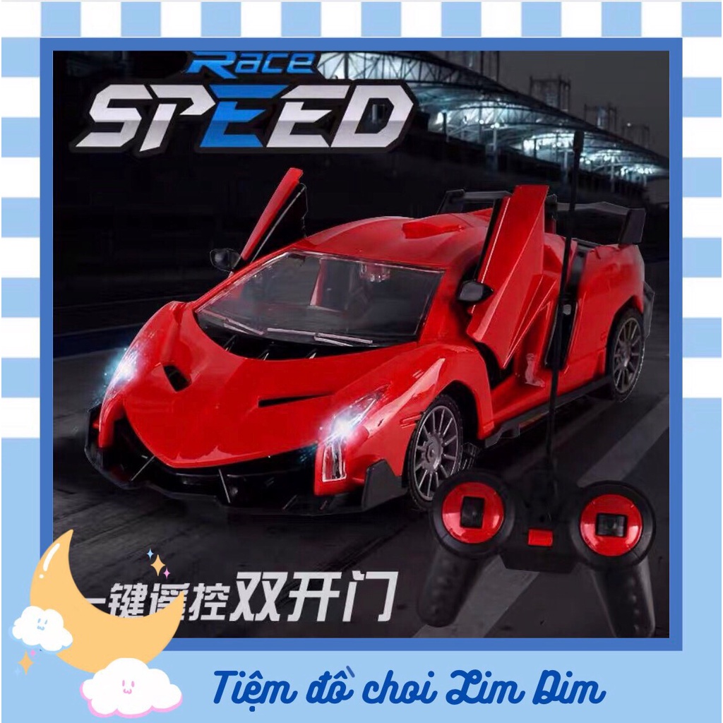 Đồ chơi xe ô tô điều khiển từ xa Lamborghini dùng pin, có đèn sáng, điều khiển 4 chiều (CÓ ẢNH THẬT)