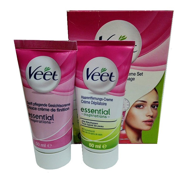 Set kem tẩy lông mặt 3 phút Veet Essential inspirations 50mlx2