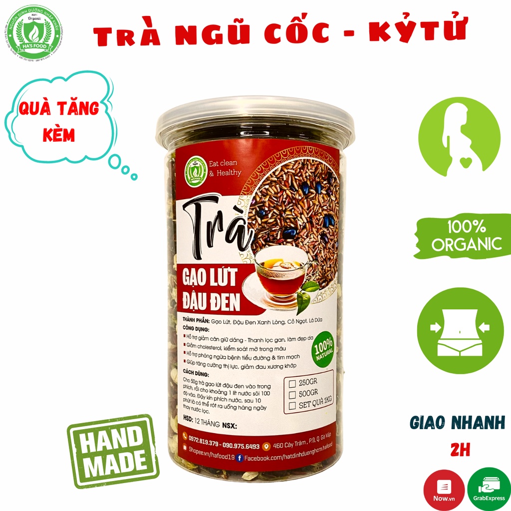 Trà giảm cân gạo lứt, kỷ tử, táo lát , đậu đen giúp dáng đẹp lợi sữa tốt cho bà bầu 500gr