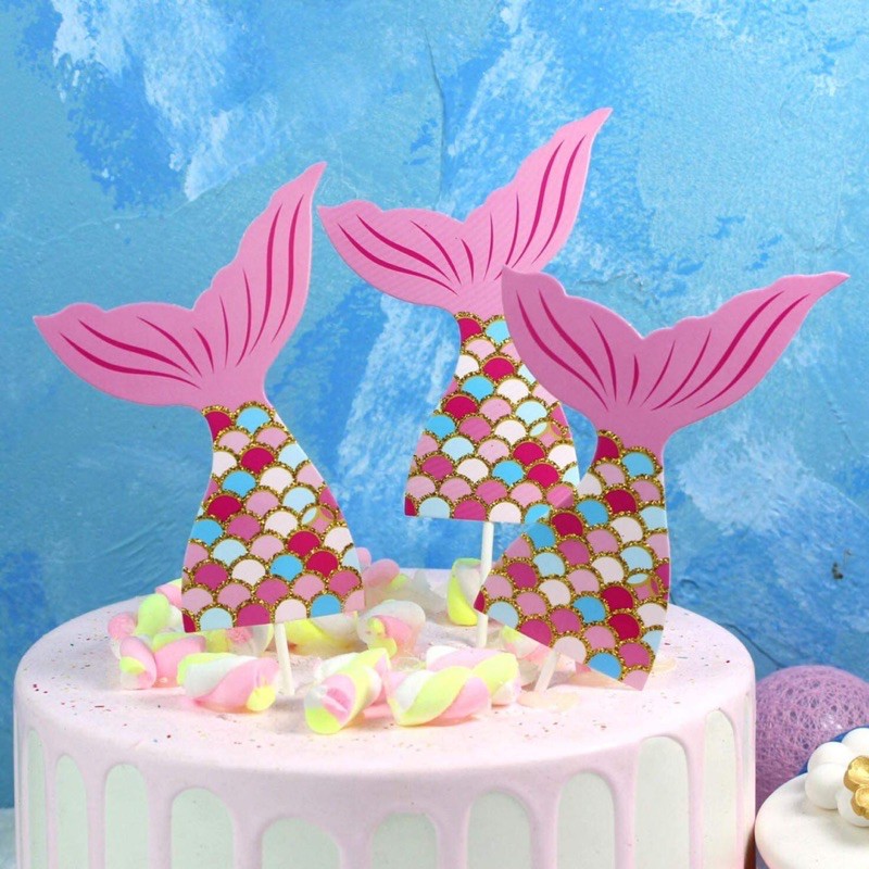 Que cắm set 3 đuôi cá trang trí bánh kem