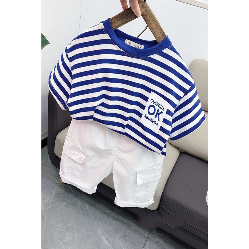 Set Áo Thun In Chữ + Quần Short Thời Trang Mùa Hè Cho Bé Trai