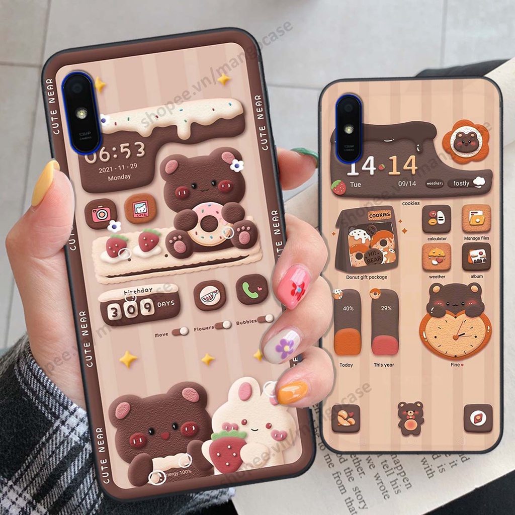 Ốp lưng Xiaomi Redmi 7A / 8A / 9A hình gấu, thỏ, đồng hồ cute dễ thương