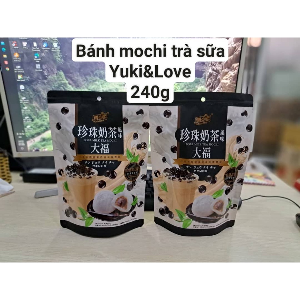 Bánh Mo chi vị trà sữa trân châu Yuki & Love Boba Milk Tea Mochi TAIWAN 240g