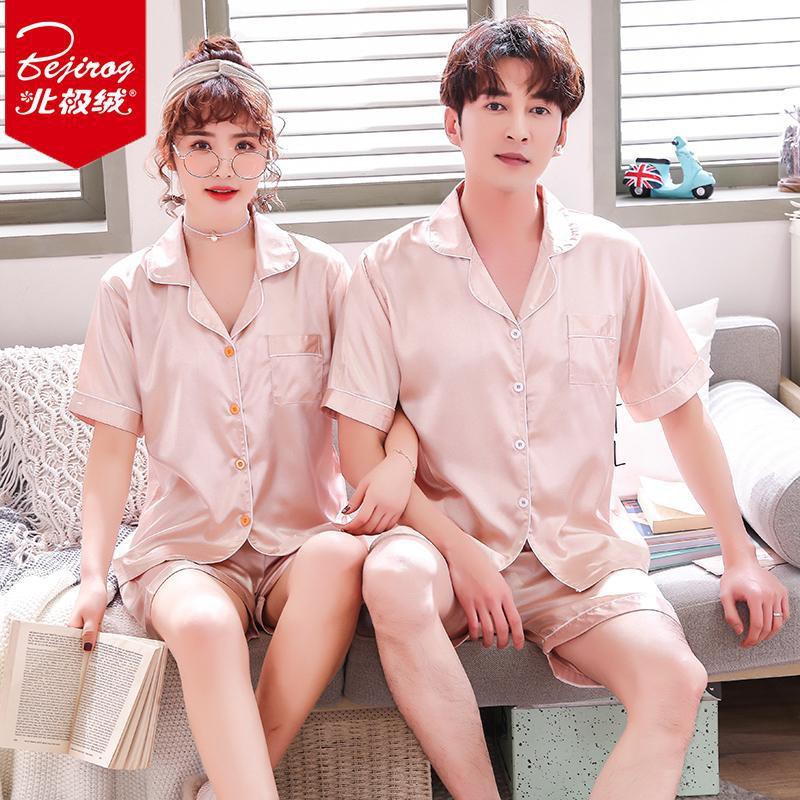 Sale 69% Bộ đồ ngủ mùa hè cho cặp đôi nữ ngắn tay lụa mô phỏng phiên bản Hàn Quốc, 4,XL Giá gốc 305000đ- 31C117