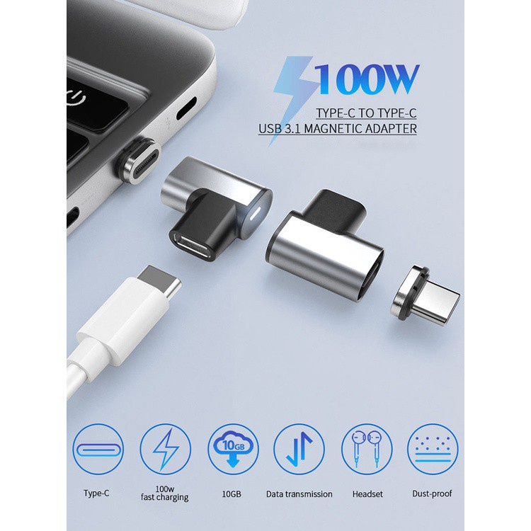 【Ready】 100W USB Type C Magnetic Adapter Magnet USB C Female To Type-c Male Converter For IPad MacBook Pro Huawei Xiaomi Connector imercado