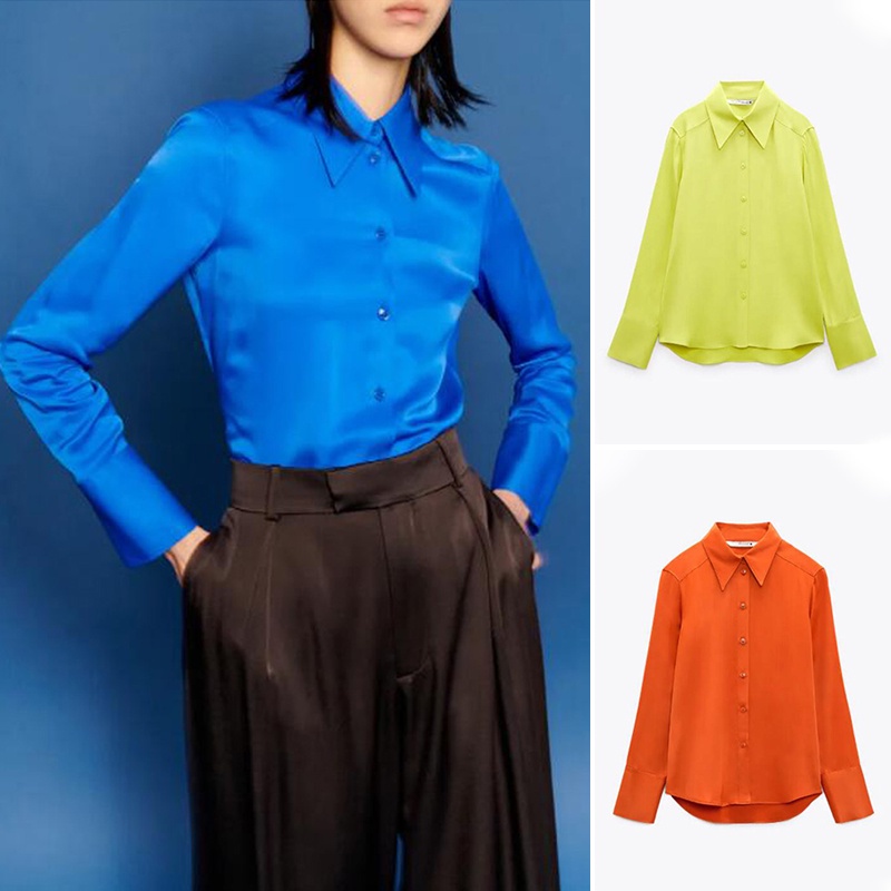 Zara Áo Sơ Mi Vải Lụa satin Thời Trang Mùa Xuân Thanh Lịch 4437048 Áo blouse