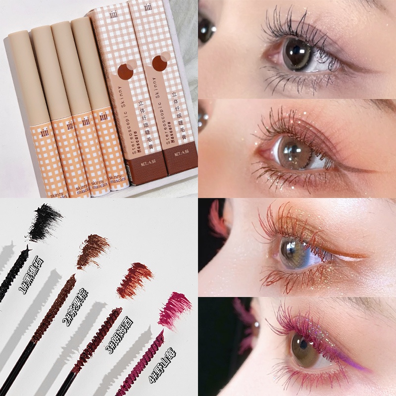 Mascara Đầu Cọ Mảnh Màu Đen/Nâu Chuốt Dài/Dày/Cong Lông Mi Tự Nhiên Kháng Nước Và Mồ Hôi XIXI NO.D460