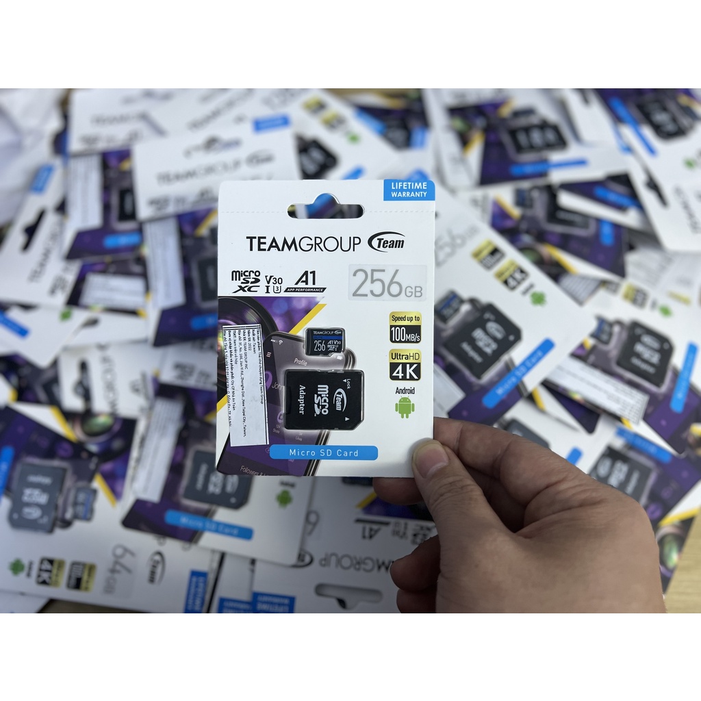 Thẻ nhớ TeamGroup V30 A1 class10 100MB/s Ultra 4K 64GB 128GB 256GB, máy ảnh, điện thoại, camera