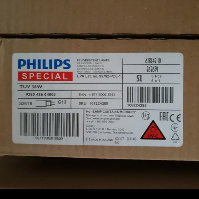 Bóng Đèn Khử Trùng Uvc Tl T8 36w Philips Id Code 05536979