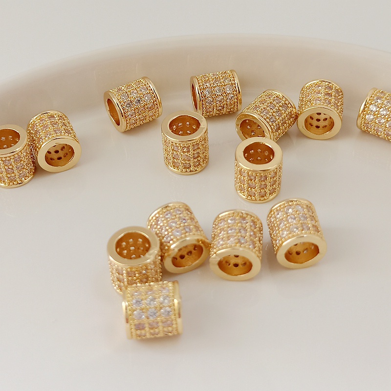 Bộ Hạt Đồng 14k Màu Vàng 14k Làm Vòng Tay/Dây Chuyền Kích Thước 8 * 8mm