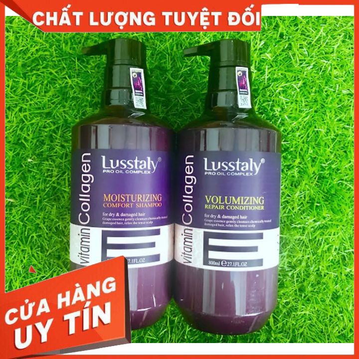 CẶP DẦU GỘI-XẢ LUSSTALY VITAMIN E COLLAGEN 800ML - DƯỠNG TÓC MỀM MƯỢT NGĂN GÃY RỤNG - SẢN PHẨM DÙNG CHO SPA VÀ SALON TÓC