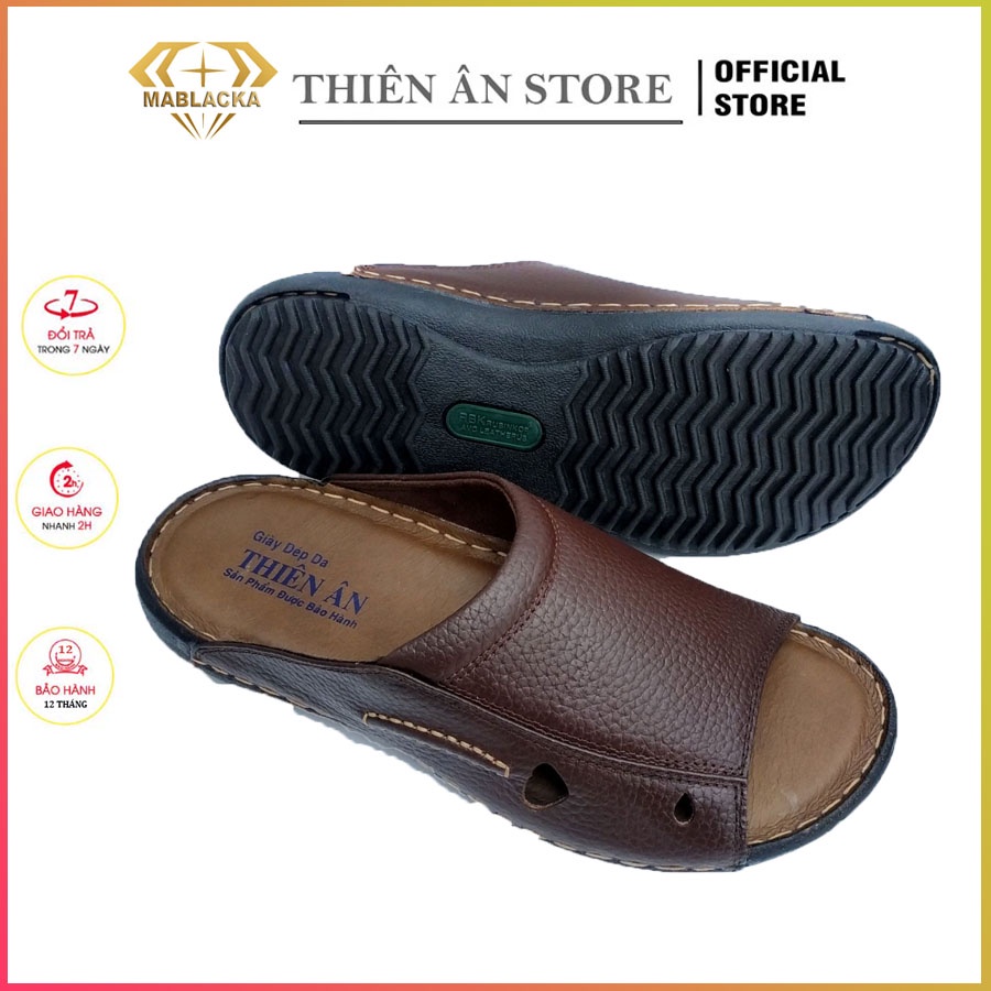 Dép nam trung niên da bò quai ngang đẹp  thời trang cao cấp Thiên Ân - D99
