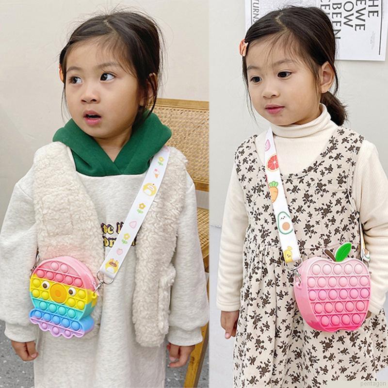 Túi đeo chéo vai hình kì lân hoạt hình bằng silicon dễ thương cho bé gái