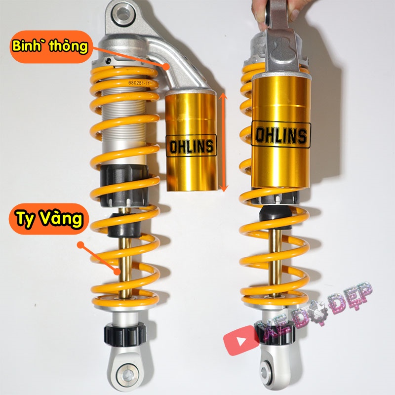 Phuộc Ohlins Bình Dầu Thòng Ty Vàng Giống Real