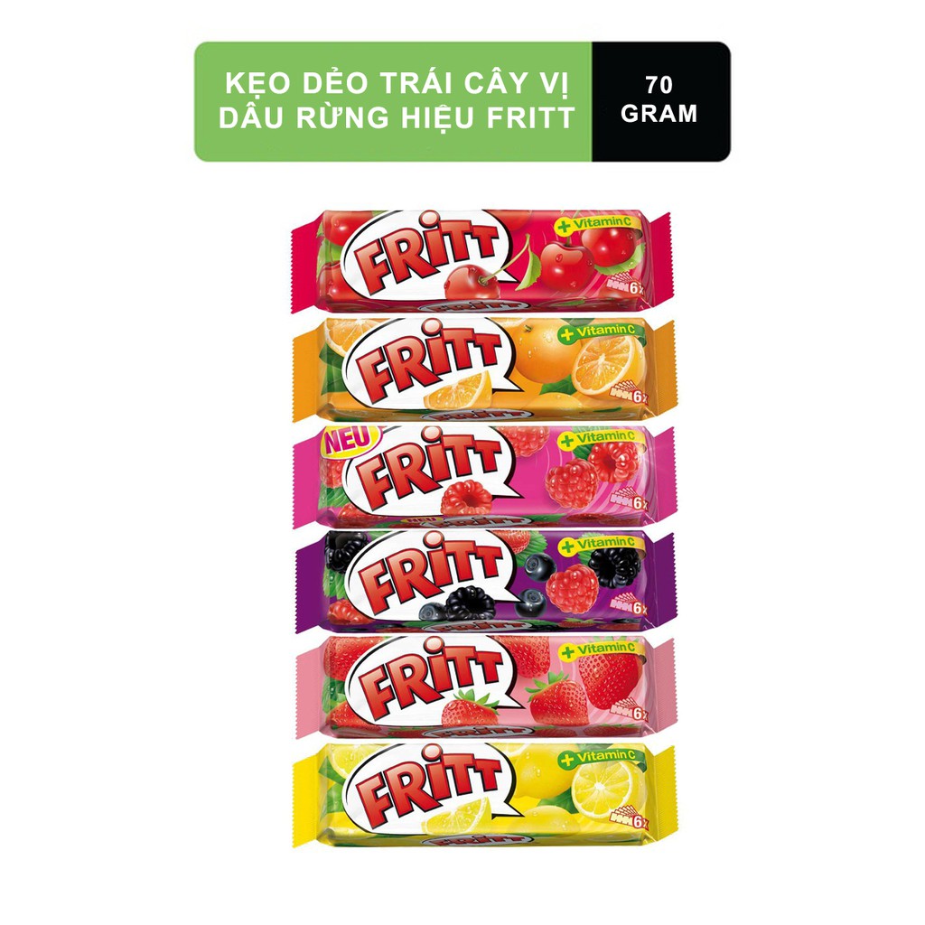 Kẹo dẻo hiệu FRITT các vị trái cây dâu rừng cam thanh 70g