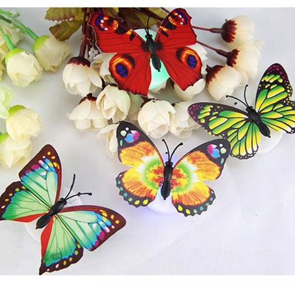Combo 10 đèn LED hình con bướm xinh xắn dán tường