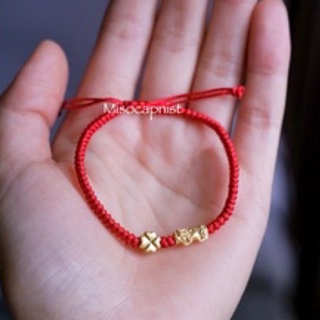 Lắc tay chỉ đỏ tết mix charm 24k xinh xắn