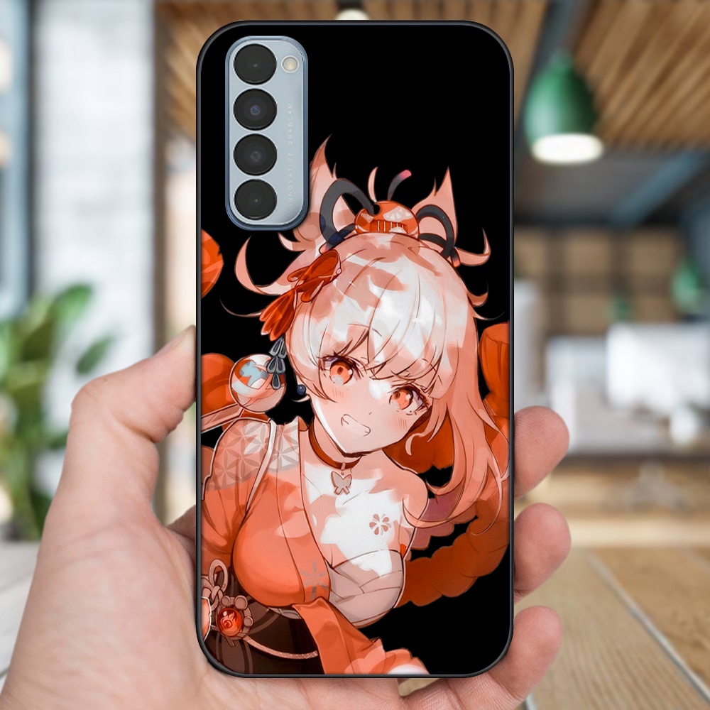 Ốp lưng Oppo Reno 4 Pro viền đen in hình Yoimiya Genshin Impact