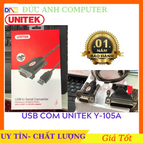 Cáp chuyển USB sang COM 9 RS232 Unitek Y-105A kèm DB9F to DB25M Adapter | WebRaoVat - webraovat.net.vn