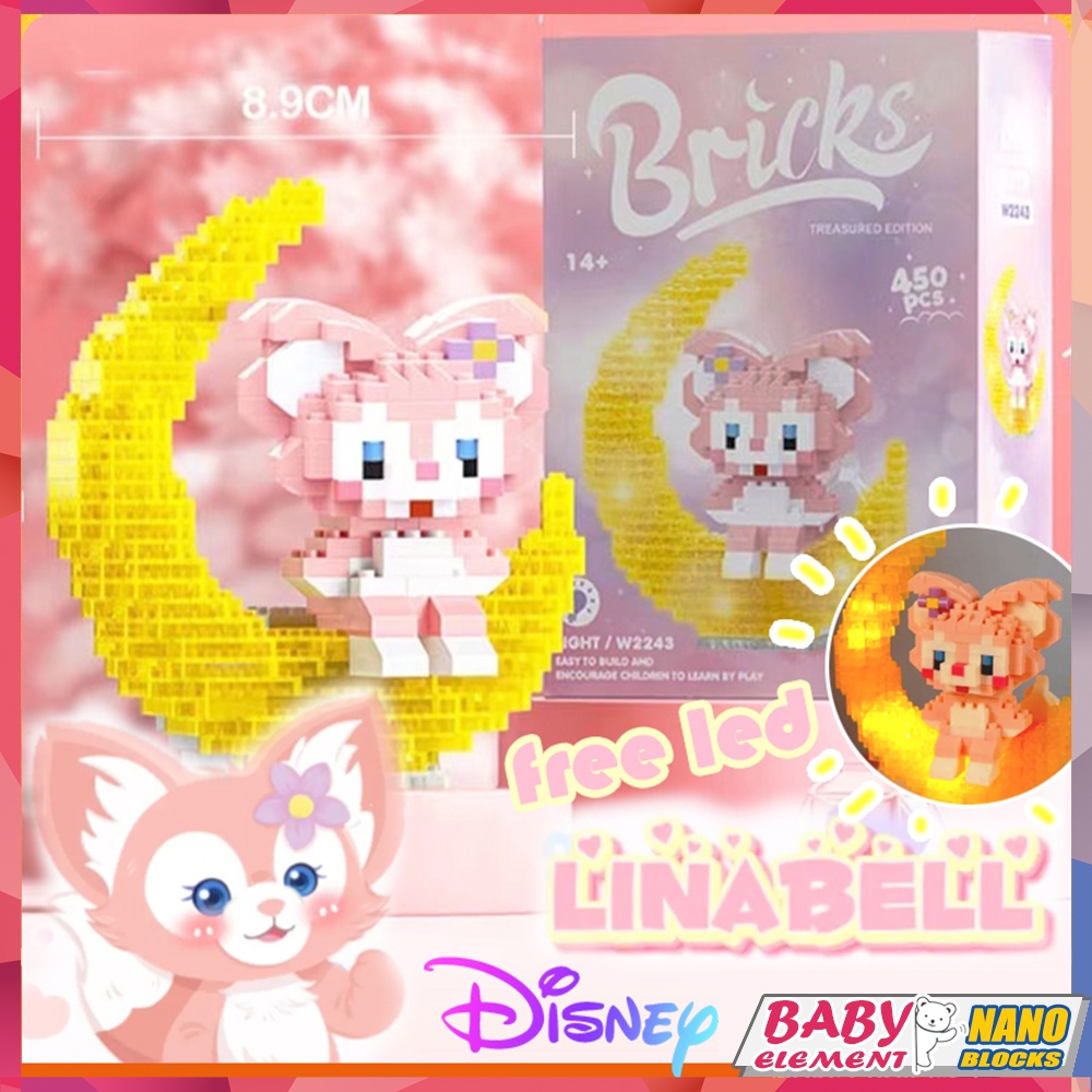 khối xây dựng nano Disney Tương thích với  Khối xây dựng mặt trăng LinaBell đèn LED Mô hình cô gái Quà tặng Đồ chơi