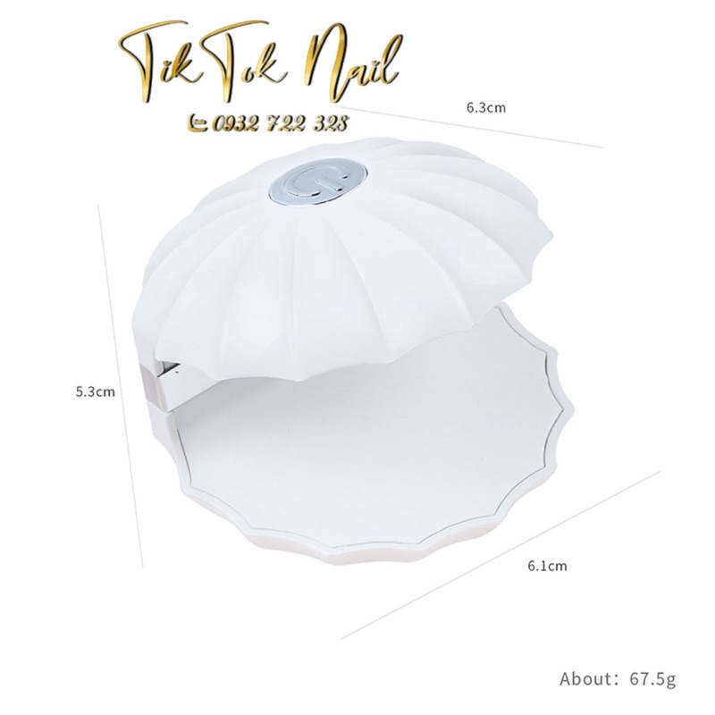 mái hơ tích điện mini con sò đèn Hồng không đen tay