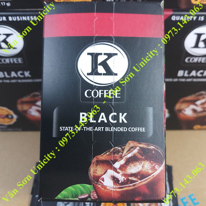 03 hộp Cà phê đen K Coffee Black Phúc Sinh Hộp 255g (15 gói dài * 17g)