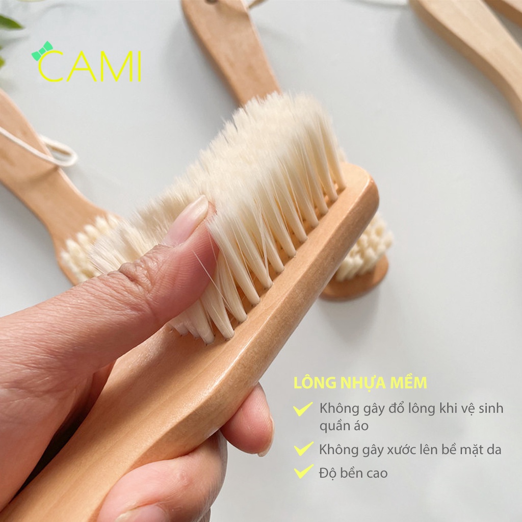 Bàn chải cán gỗ, sợ nhựa cao cấp vệ sinh giày dép, đồ gia dụng, quần áo - Cami - CMPK241