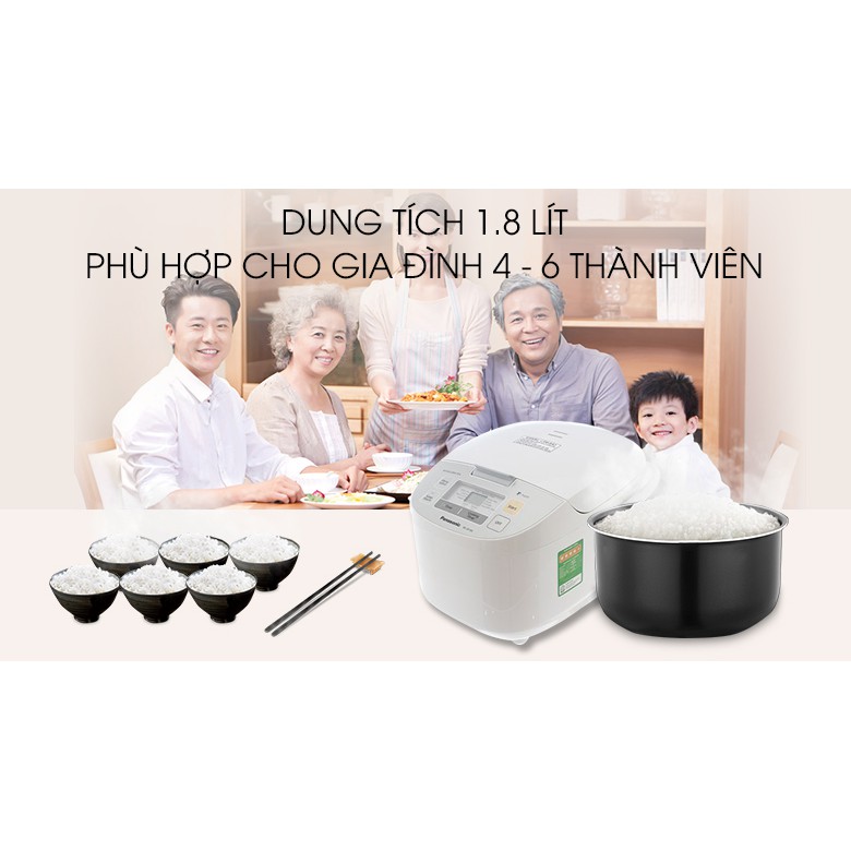 Nồi cơm điện tử Panasonic (Nhật Bản) SR-ZE185WRAM 1.8 lít có xửng hấp (Hàng trưng bày)