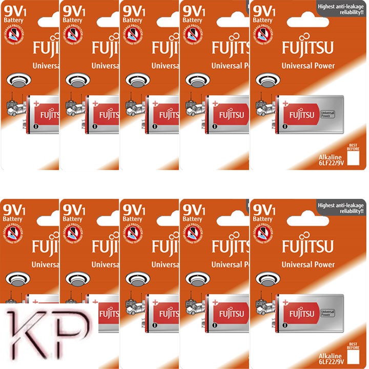 2 Pin 9V Fujitsu 6LF22 1B FU-W-G_SIZE ALKALINE BATTERY