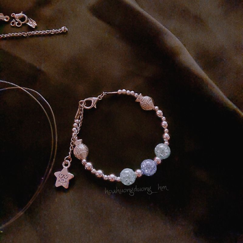 SET NGUYÊN LIỆU HANDMADE DIY làm một chiếc vòng tay xanh bọt tuyết ngôi sao may mắn