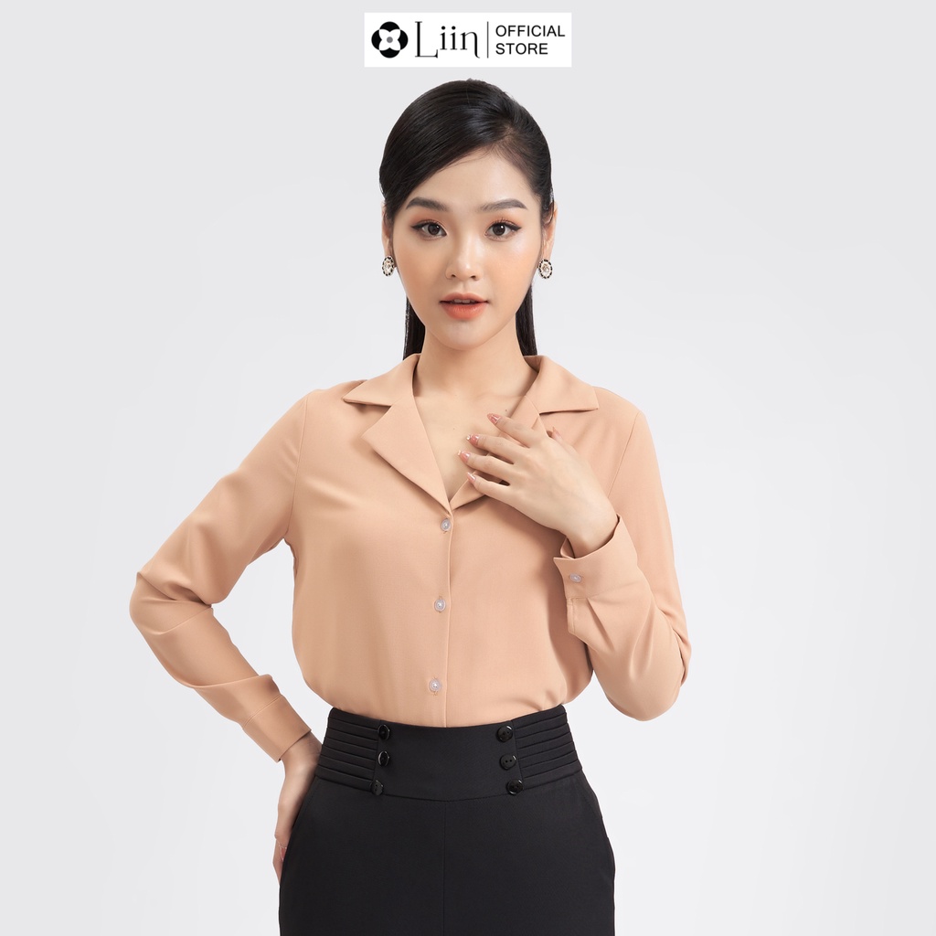 Áo sơ mi nữ Linbi chất vải đũi mix cổ vest trơn phong cách trẻ trung, thanh lịch liin clothing SM3888