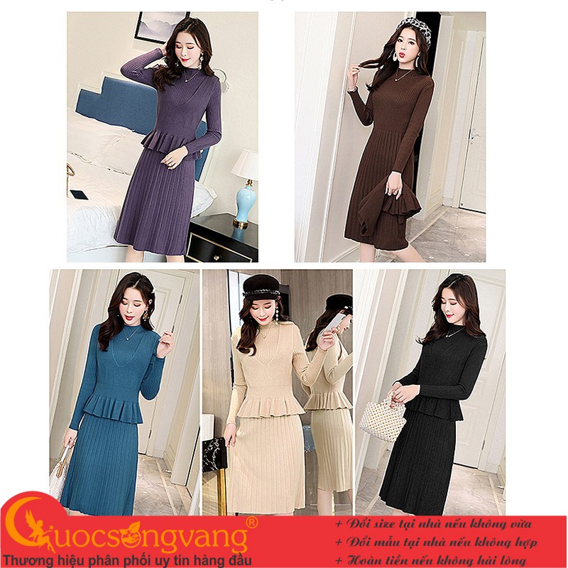 Bộ đồ len cao cấp váy len và áo gile rời GLSET041 Cuocsongvang