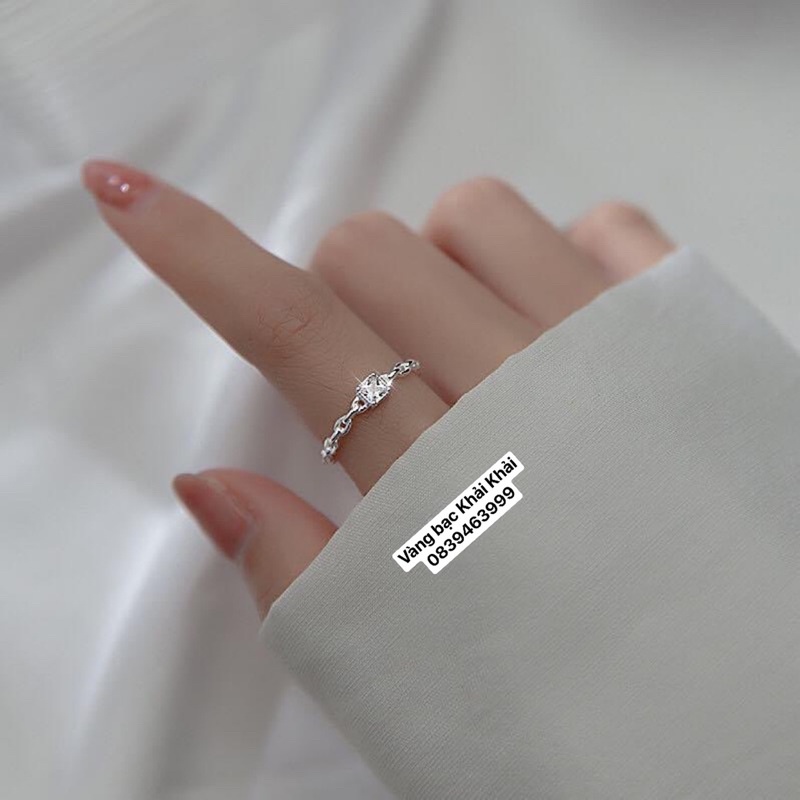 Nhẫn nữ bạc ta đính đá sán bóng sang chảnh - Vàng bạc Khải Khải