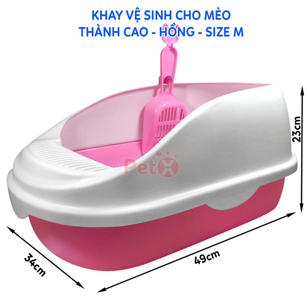 Khay vệ sinh thành cao chống văng cát cho mèo cỡ to Size L và cỡ vừa size M