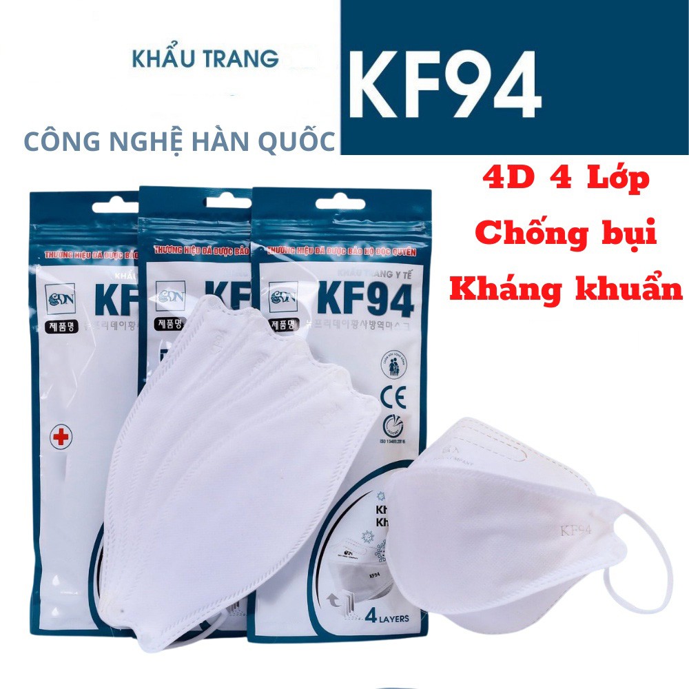 Combo 5 Chiếc Khẩu Trang Cá Nhân 4D KF94 Ôm Sát Mặt Lọc Bụi Bẩn - Mbra94