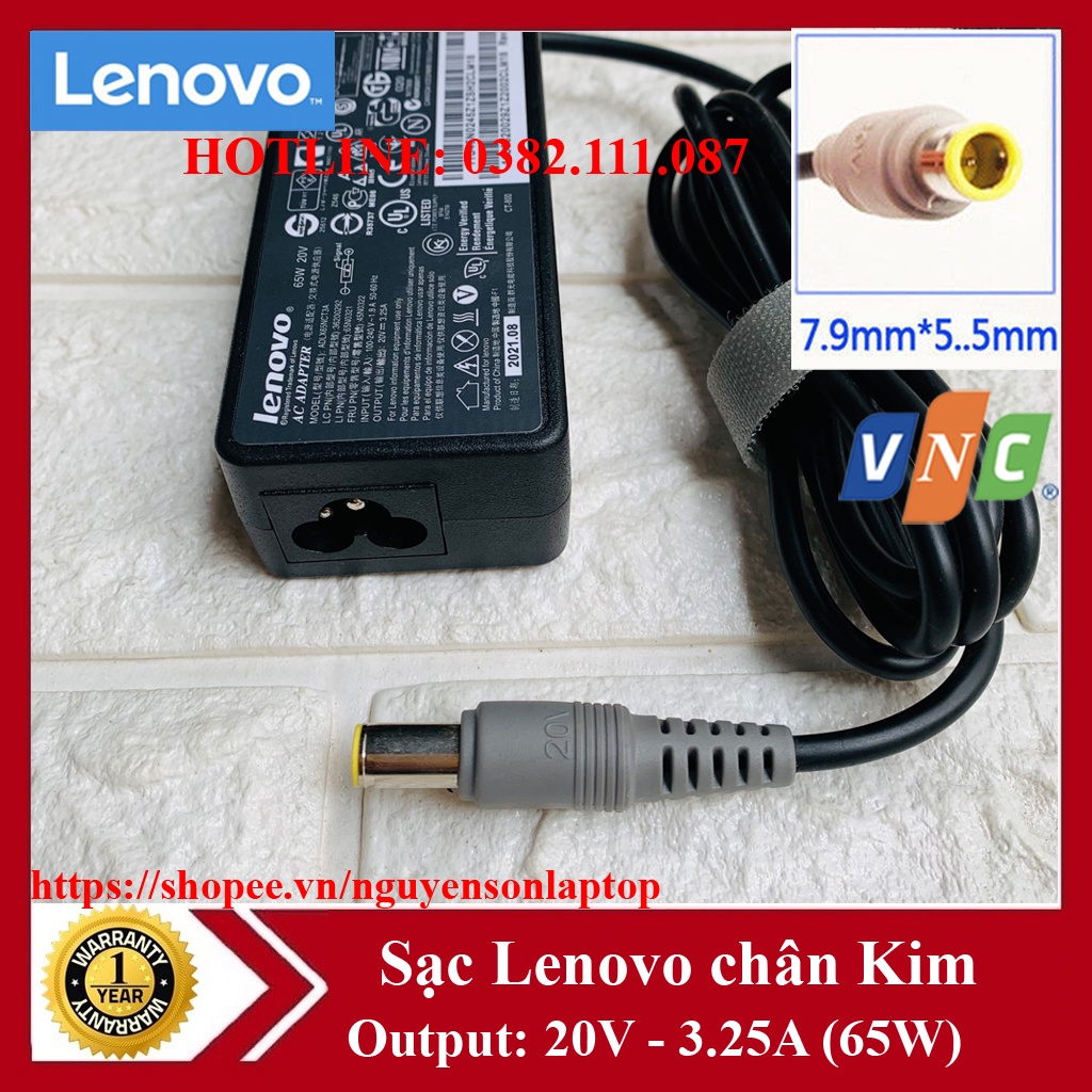 Sạc Lenovo Chân Kim To 20V - 3.25A 65W tặng kèm dây nguồn