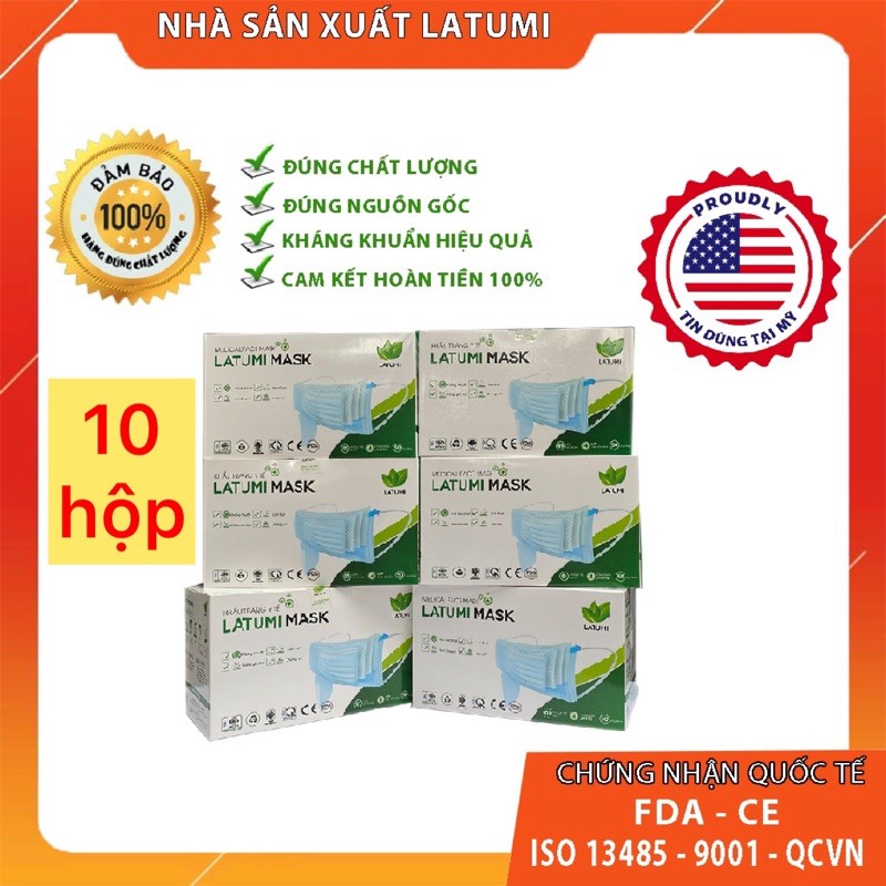 [COMBO 10 HỘP] Khẩu Trang Y Tế 4 Lớp Kháng Khuẩn Tác Dụng Ngăn Giọt Bắn, Chống Bụi, Kháng Virus