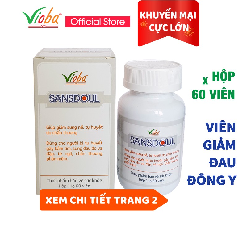 Viên giảm đau đông y Sansdoul Vioba hỗ trợ giảm đau, sưng nề, tụ huyết do chấn thương phần mềm hộp 60 viên