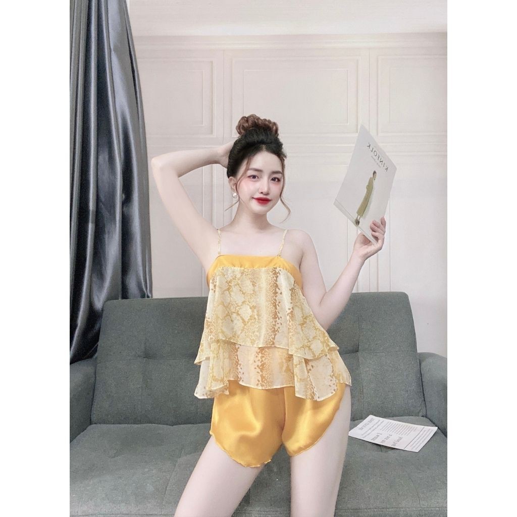 Đồ ngủ nữ BIGSIZE❣️FREE SHIP❣️Đồ ngủ sexy lụa Chiffon phối Satin cao cấp mềm mại xinh xắn <70KG | BigBuy360 - bigbuy360.vn