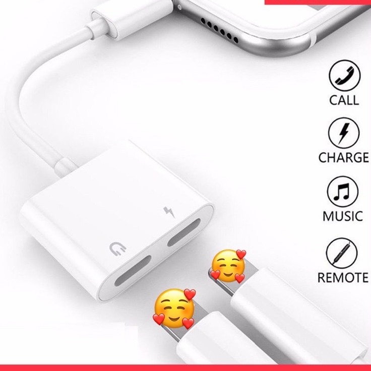Jack Cáp Chuyển Đổi Tai Nghe Sang 3.5mm Và ,Vừa Sạc Vừa Sử Dụng Tai Nghe-Hỗ Trợ Mic