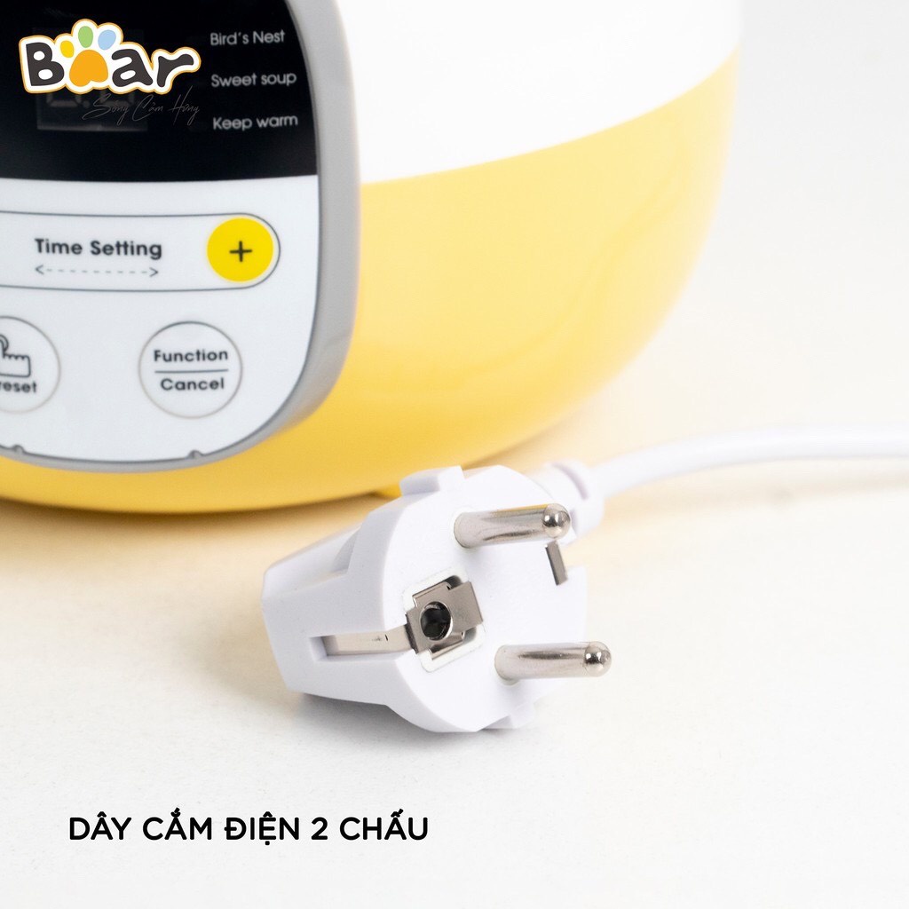 [ freeship ] Trọn bộ Nồi nấu cháo chậm Bear VN 0.8 lít , 1 thố 1 vỉ hấp