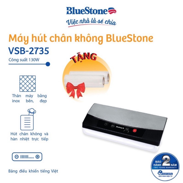 Máy Hút Chân Không Và Hàn Miệng Túi Đa Chức Năng BlueStone VSB-2735 - Hàng chính hãng(Bao bì không được đẹp)