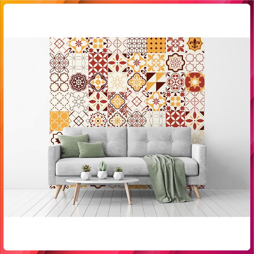 Decal Dán Tường Họa Tiết Gạch Bông Vintage Siêu Đẹp Shop Châu, Chất liệu cao cấp từ Đài Loan, nhiều mẫu mã (DGB-030)