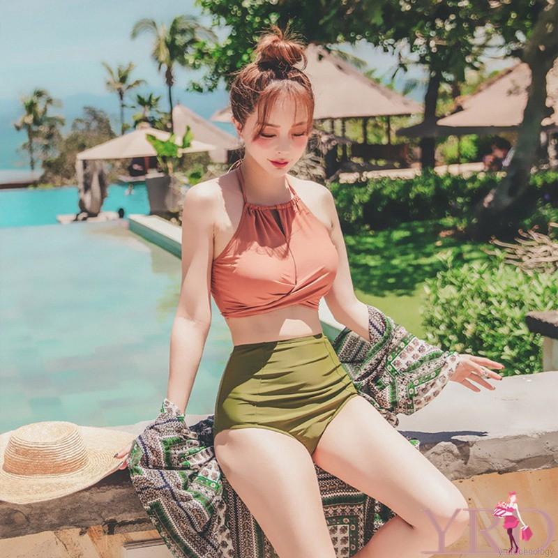 Bộ bikini lưng cao màu trơn gợi cảm dành cho nữ | BigBuy360 - bigbuy360.vn